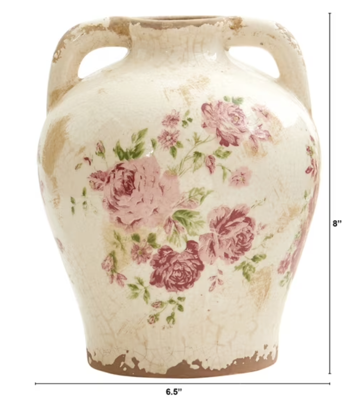 Ceramic Floral Print Vase