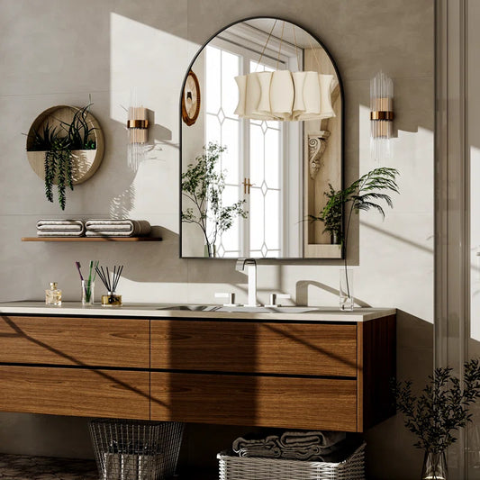 Rasto Aluminum Framed Arched Wall Mounted Bathroom Vanity Mirror