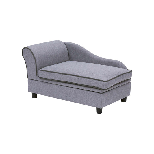 Ivan Chaise Lounge Dog Bed with Storage for Pets up to 66 Lbs, Gray