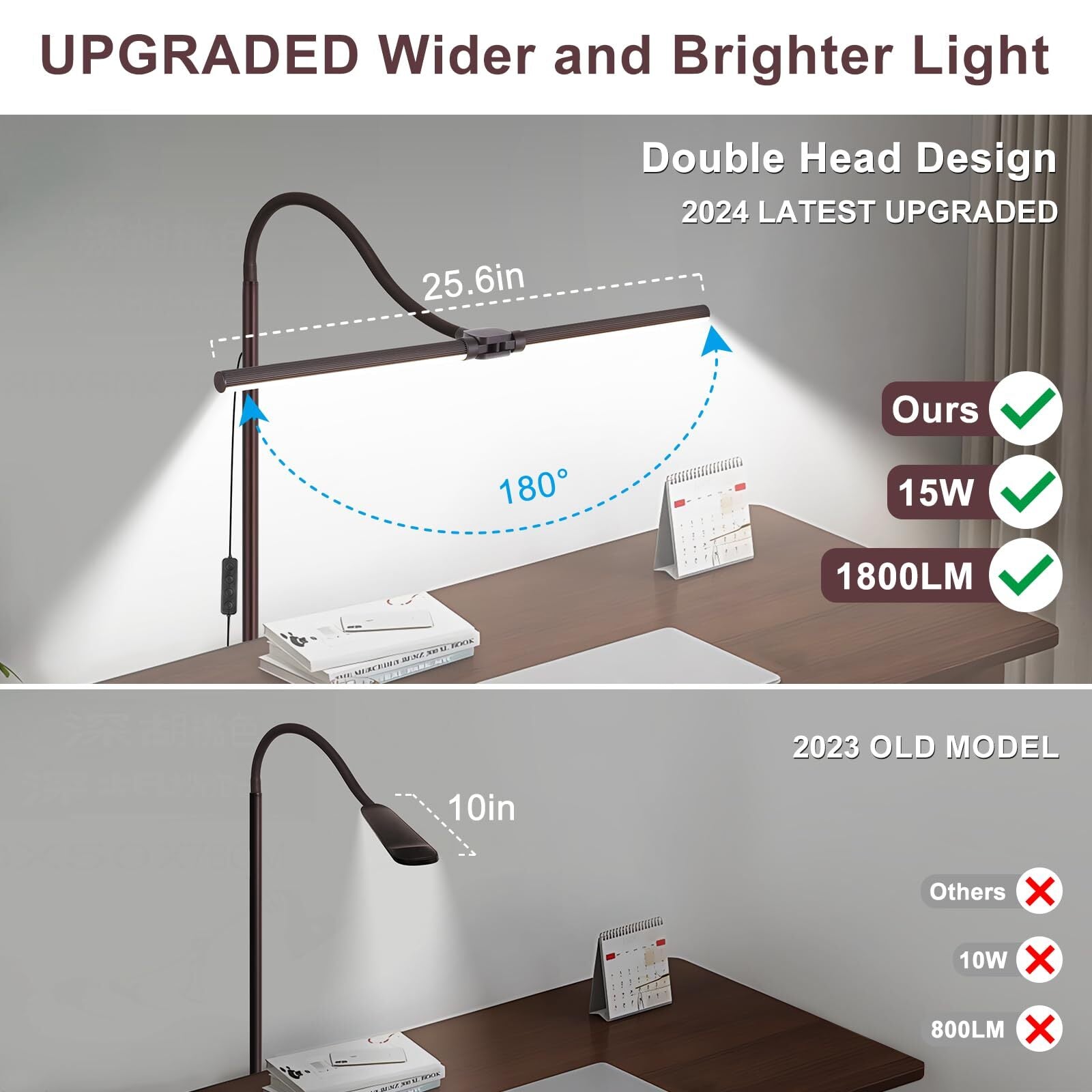Floor Lamp, 15W/1800LM Bright LED Floor Lamp with Double Head, Adjustable Goo...