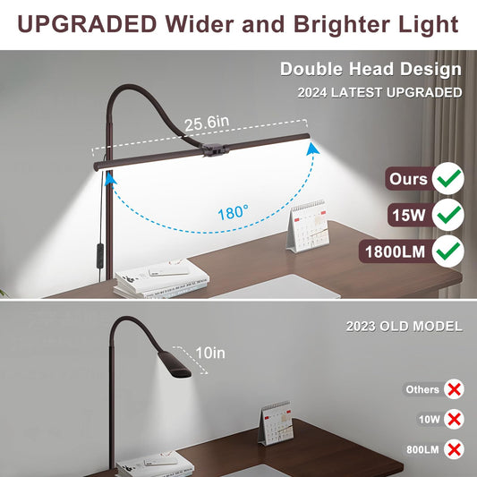 Floor Lamp, 15W/1800LM Bright LED Floor Lamp with Double Head, Adjustable Goo...