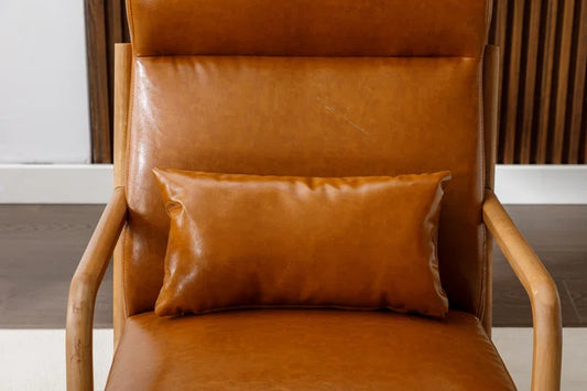 Azmi 26" Wide Transitional Traditional Faux Leather Accent Chair with Lumbar Pillow