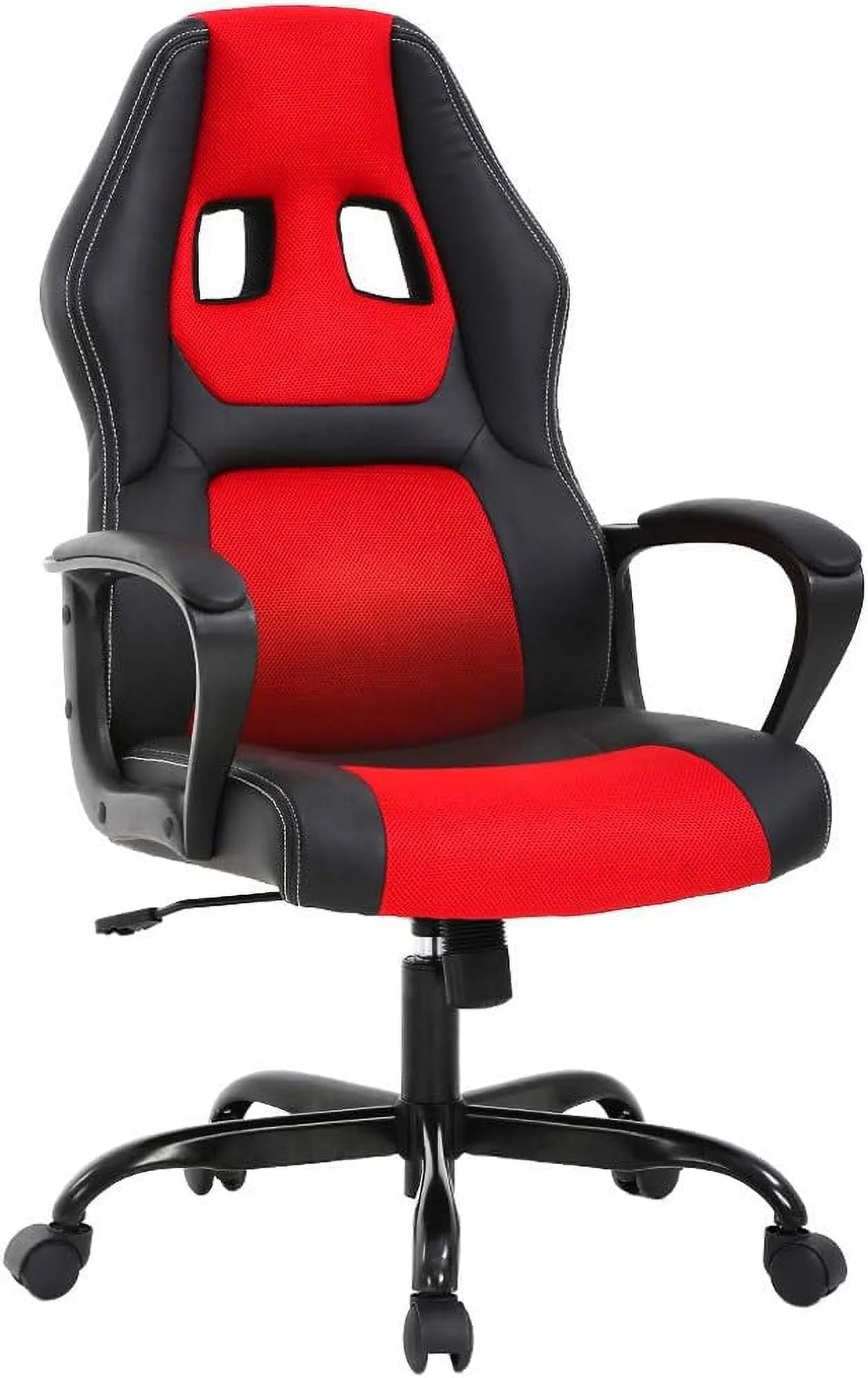 PC Gaming Chair - Ergonomic Desk Chair PU Leather W/Lumbar Support for Women, Men (Red)