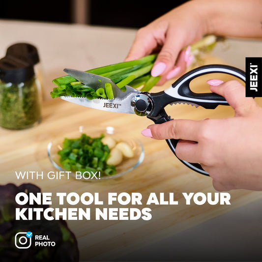 3 Pack Kitchen Scissors, Ultra-Sharp Premium Stainless Steel Heavy Duty Kitchen Shears & Multi Purpose Poultry Shears for Chicken, Poultry, Fish, Meat, Vegetables, Herbs, Bottle Opener, Nuts Cracker