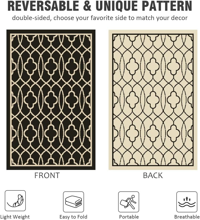 Outdoor Rugs Reversible Mats - 5'X8' for Patios Clearance Plastic Straw Waterpro
