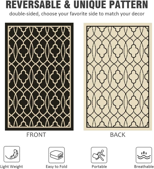 Outdoor Rugs Reversible Mats - 5'X8' for Patios Clearance Plastic Straw Waterpro