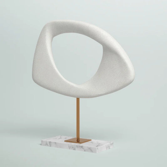 Polystone Cut-Out Abstract Decorative Sculpture with Marble Stand