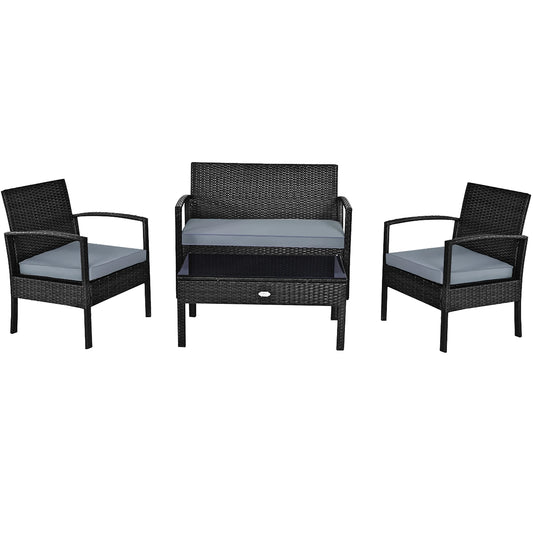 8PCS Patio Rattan Furniture Set Garden Deck