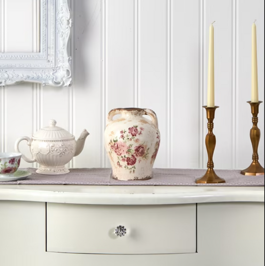 Ceramic Floral Print Vase