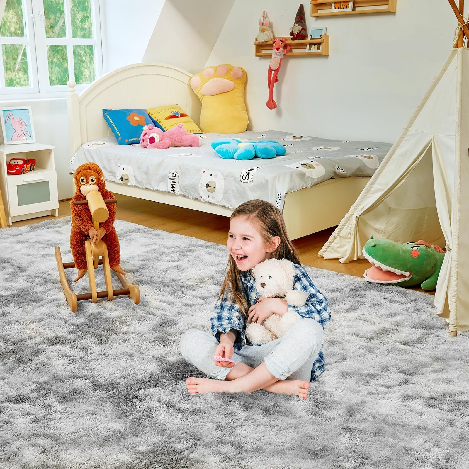 Ultra Soft Rug for Living Room, 4X6 Fluffy Shag Area Rug for Bedroom, Modern ...