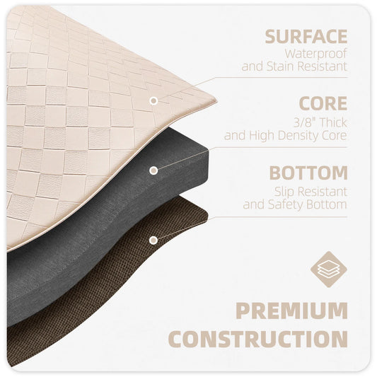 Kitchen Mat Cushioned anti Fatigue Kitchen Rugs Waterproof Non-Slip Comfort Standing Mat for Kitchen, Floor, Office, Sink, Wheat, 17" X 47"