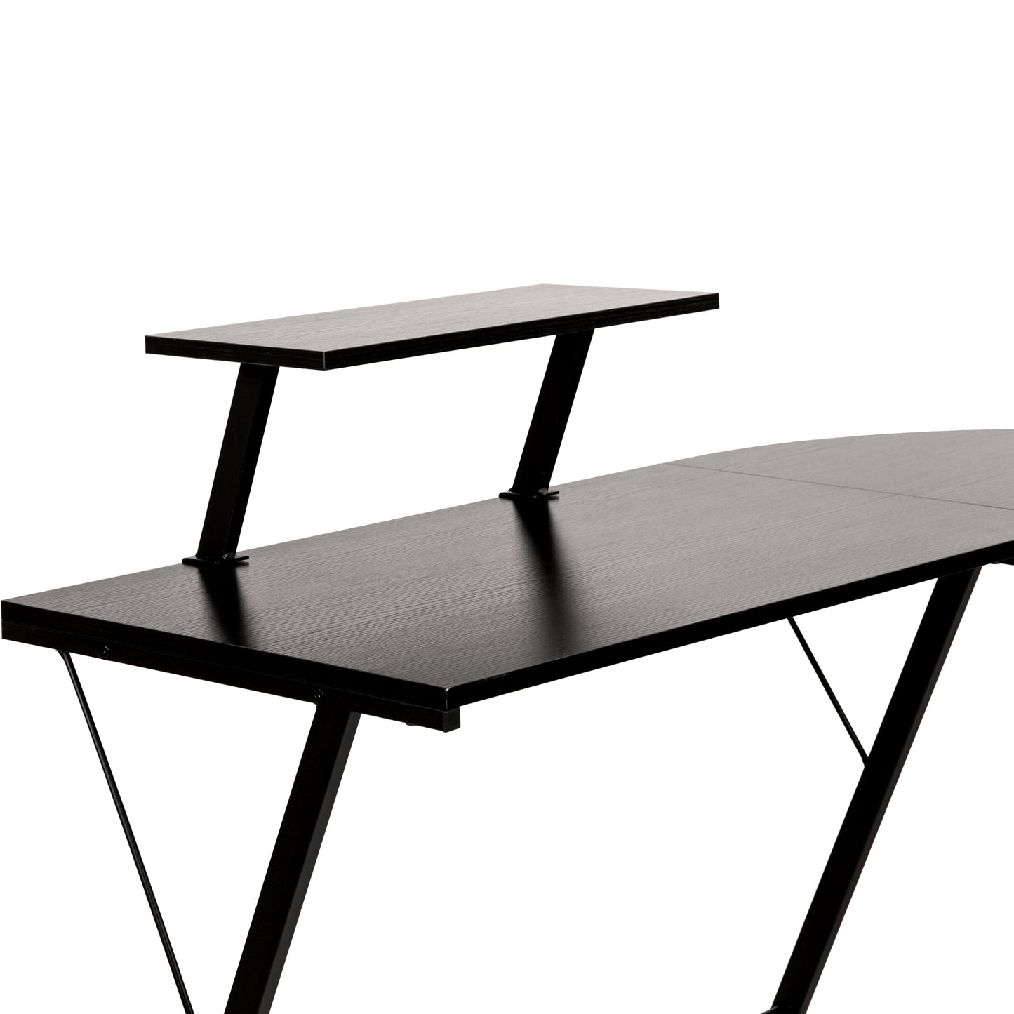L-Shaped Computer Black Desk, Gaming Desk, Home Office Desk, Black Frame