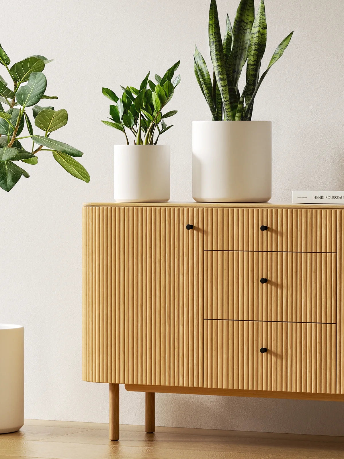 Set of 3 (10"+8"+6") Plant Pots with Drainage Hole & Plug for Indoor & Patio Decor, White Indoor Plant Pots