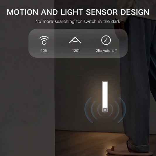 34 LED under Cabinet Lights, USB Rechargeable Closet Lighting Kit with Motion Sensor and Magnetic Strip for Wardrobe, Kitchen Wireless Lighting,2 Pack