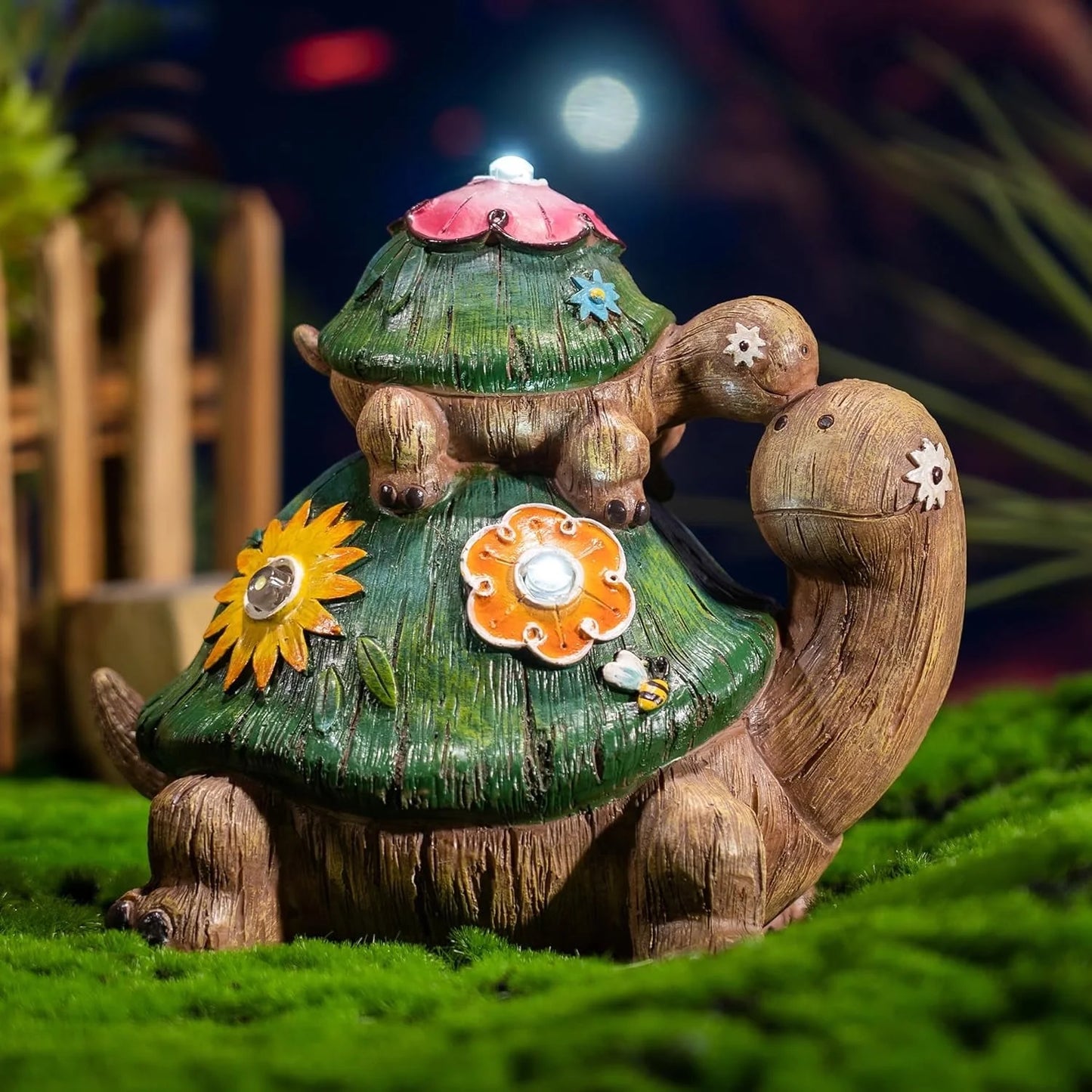 Turtle Garden Statues, 6.5'' Solar Garden Resin Figurines, Animal Lawn Ornaments for Yard Garden Decor, Gifts for Mom