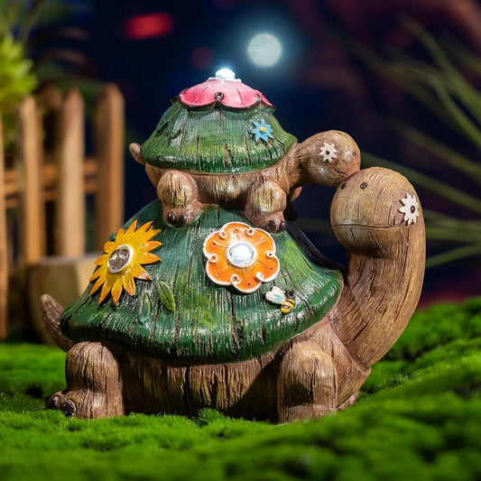 Turtle Garden Statues, 6.5'' Solar Garden Resin Figurines, Animal Lawn Ornaments for Yard Garden Decor, Gifts for Mom