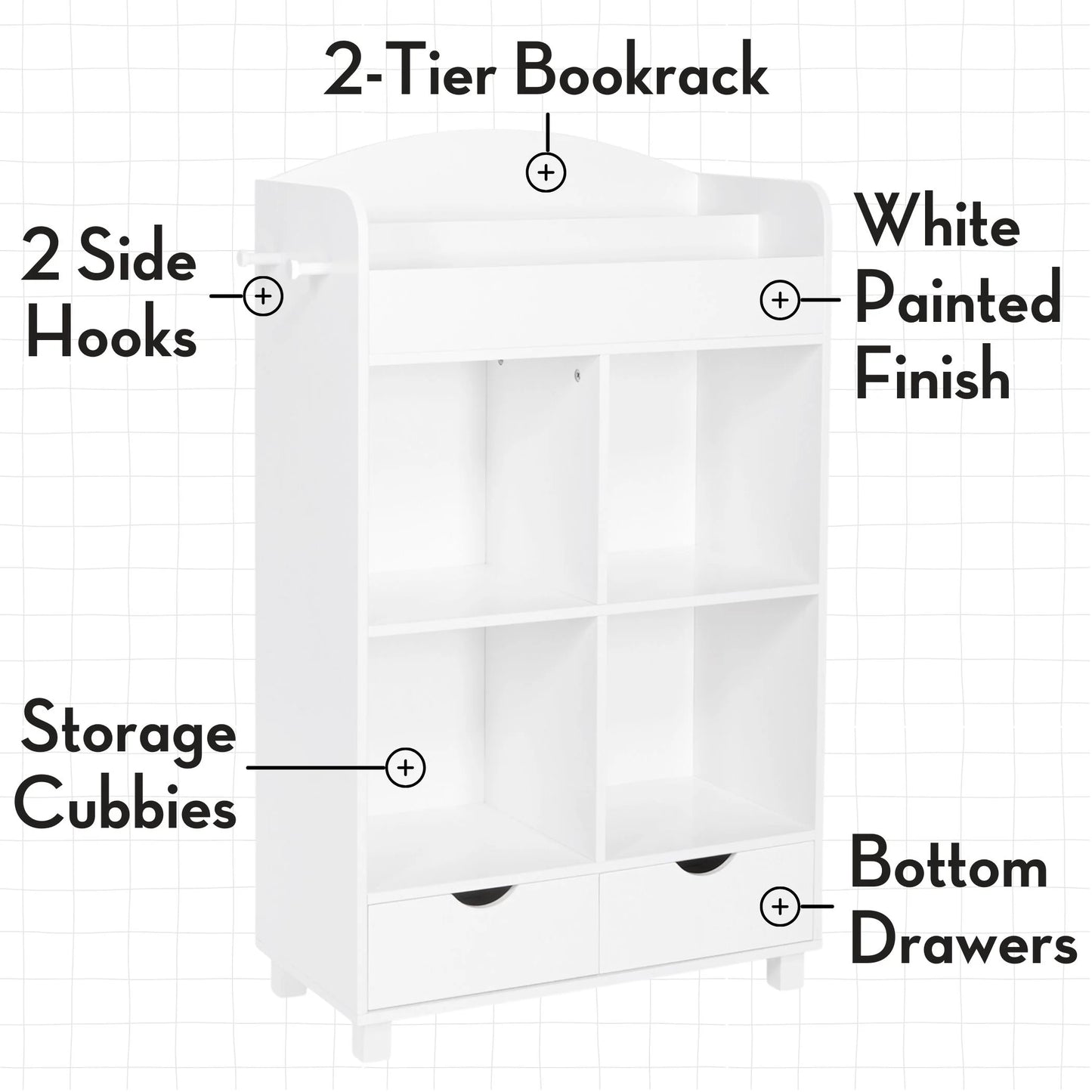 Kids Book Nook Cubby Toy Storage Cabinet with Bookshelf and 2 Floating Shelves