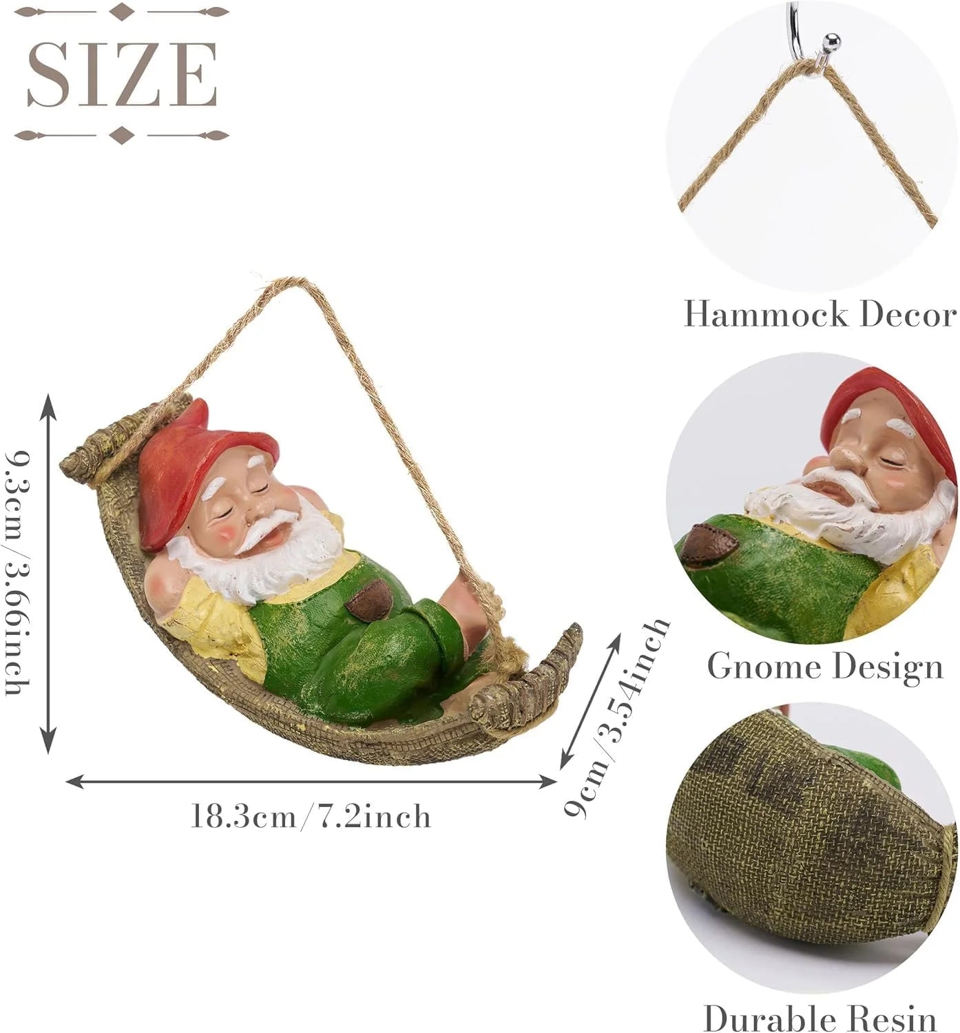 8.9" Gnome Garden Statue, Resin Hanging Gnome Figurines Statue for Outdoor, Tree Ornaments for Lawn Patio Yard Garden Decor, Gifts for Mom