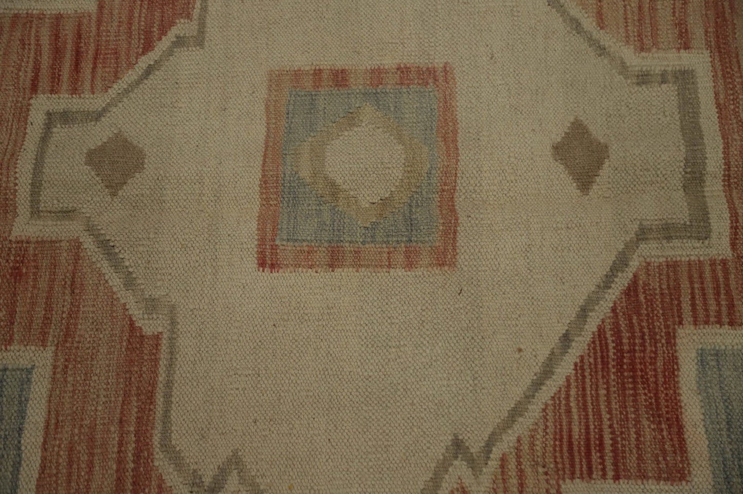 Blue Wool Kilim Flat Weave Reversible Rug 9X12 Living Room Vegetable Dye Carpet