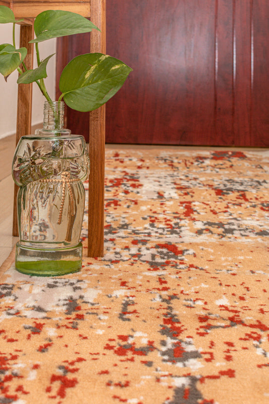 Distressed Vintage Faded - 3'6"X5'6" Beige, Abstract Area Rug - 502