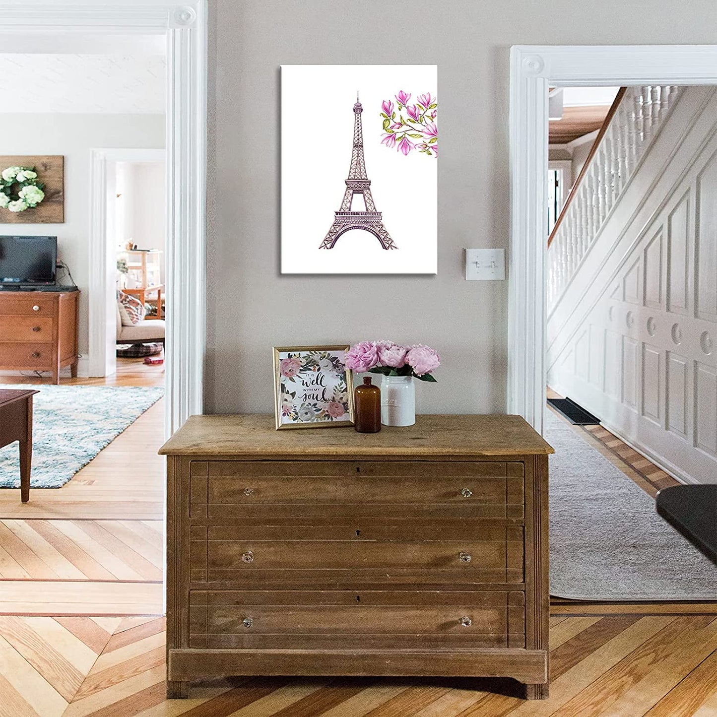 Girls Pink Cute Bedroom Decor for Teen Girls Kids Pink Wall Decor Canvas Wall Art Paintings Prints Framed Artwork Room Decor for Girls