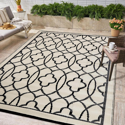 Outdoor Rugs Reversible Mats - 5'X8' for Patios Clearance Plastic Straw Waterpro