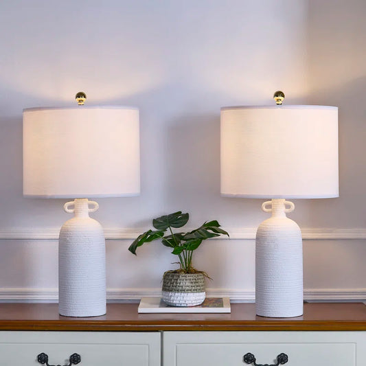 24'' White Ceramic Table Lamp (Set of 2)