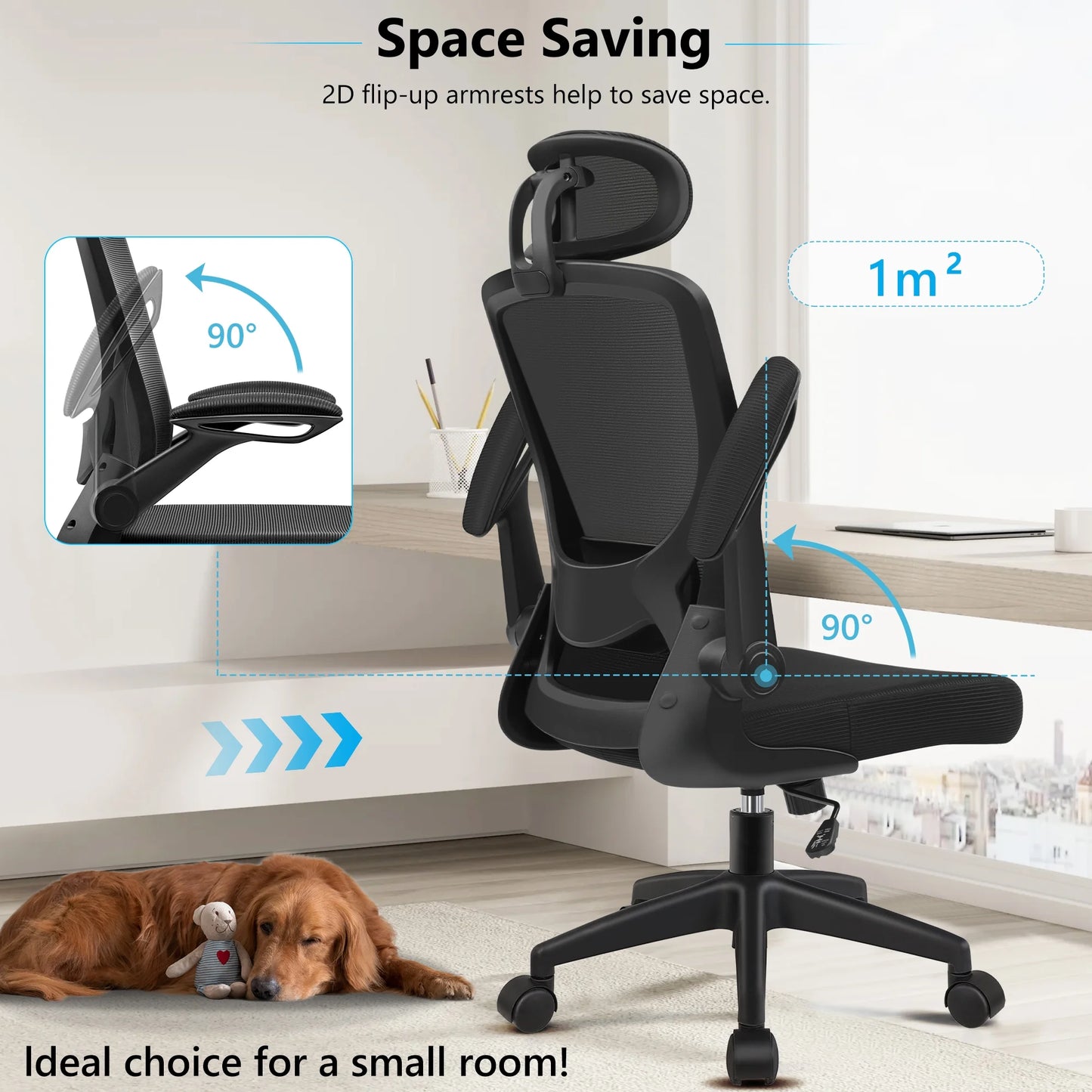 Office Chair Ergonomic Desk Chair, High Back Gaming Chair, Big and Tall Reclining Comfy Home Office Chair Lumbar Support Breathable Mesh Computer Chair Adjustable Armrests 400LBS (Black)