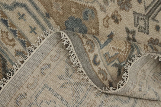 Ivory & Gray Oushak Oriental Area Rug Wool Hand-Made Living Room Carpet 9X12