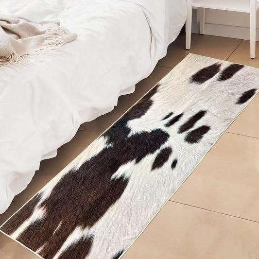 Cowhide Rug Cow Print Rug for Bedroom Western Rugs Black and Brown Runner Rug 2X