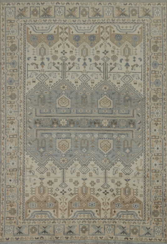 Ivory & Gray Oushak Oriental Area Rug Wool Hand-Made Living Room Carpet 9X12