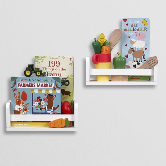 Kids Book Nook Cubby Toy Storage Cabinet with Bookshelf and 2 Floating Shelves