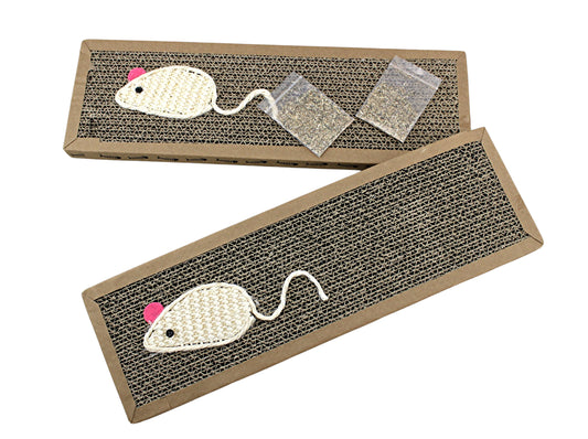 2 Pack Cat Scratching Pads with Catnip Corrugated Cardboard Scratch Board