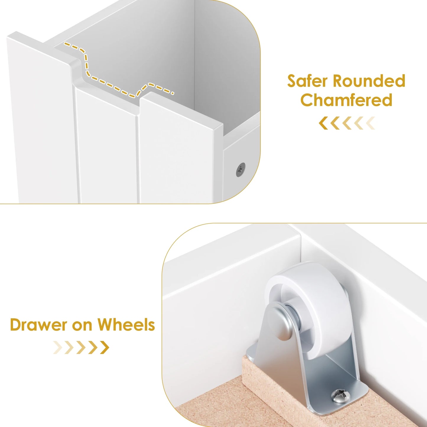 Kids Toy Storage with 4 Drawers, Cubes Storage Bin with Shelves and Wheels for Kids Living Room, White