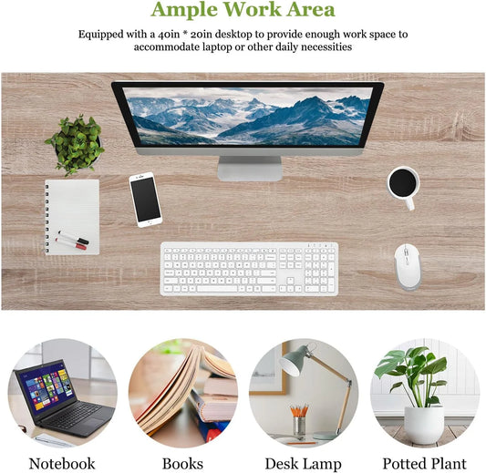 39 Inch Computer Desk,Sturdy Laptop Table for Home Office for Adults, Nature