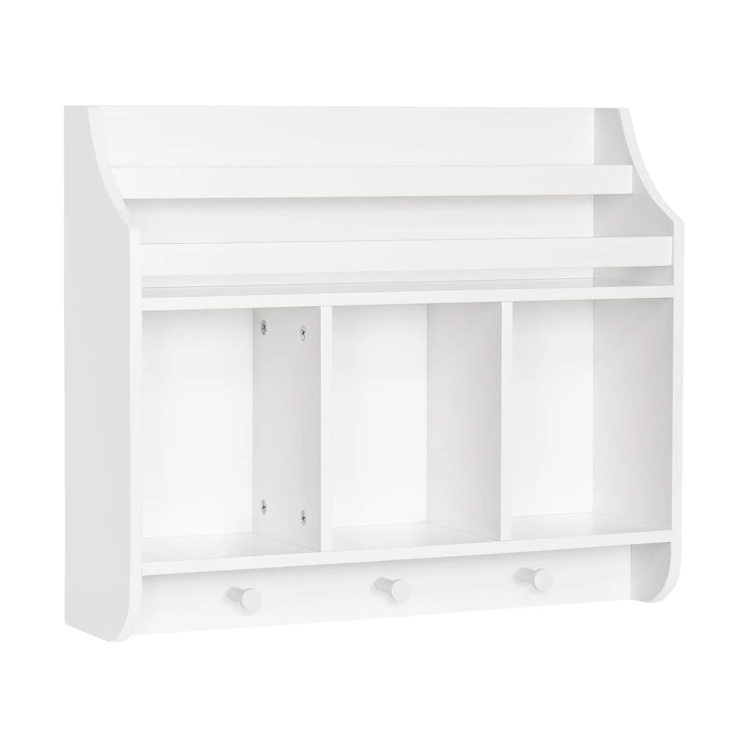 Kids Wall Mounted Bookshelf and Toy Storage Organizer for Playroom - White