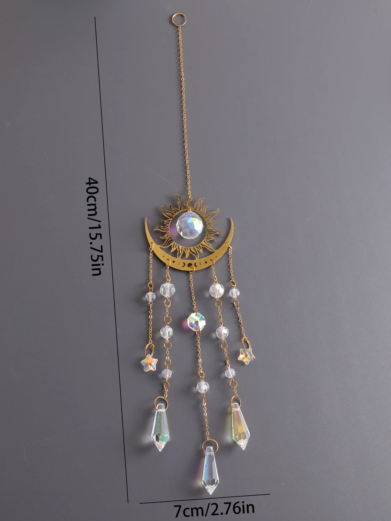 Gold Moon Crystal Sun Catcher Hanging Ornament