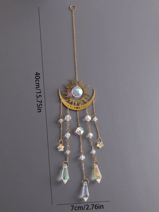 Gold Moon Crystal Sun Catcher Hanging Ornament