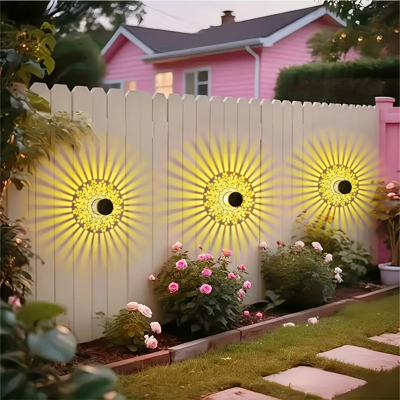 Solar Peony Garden Wall Light