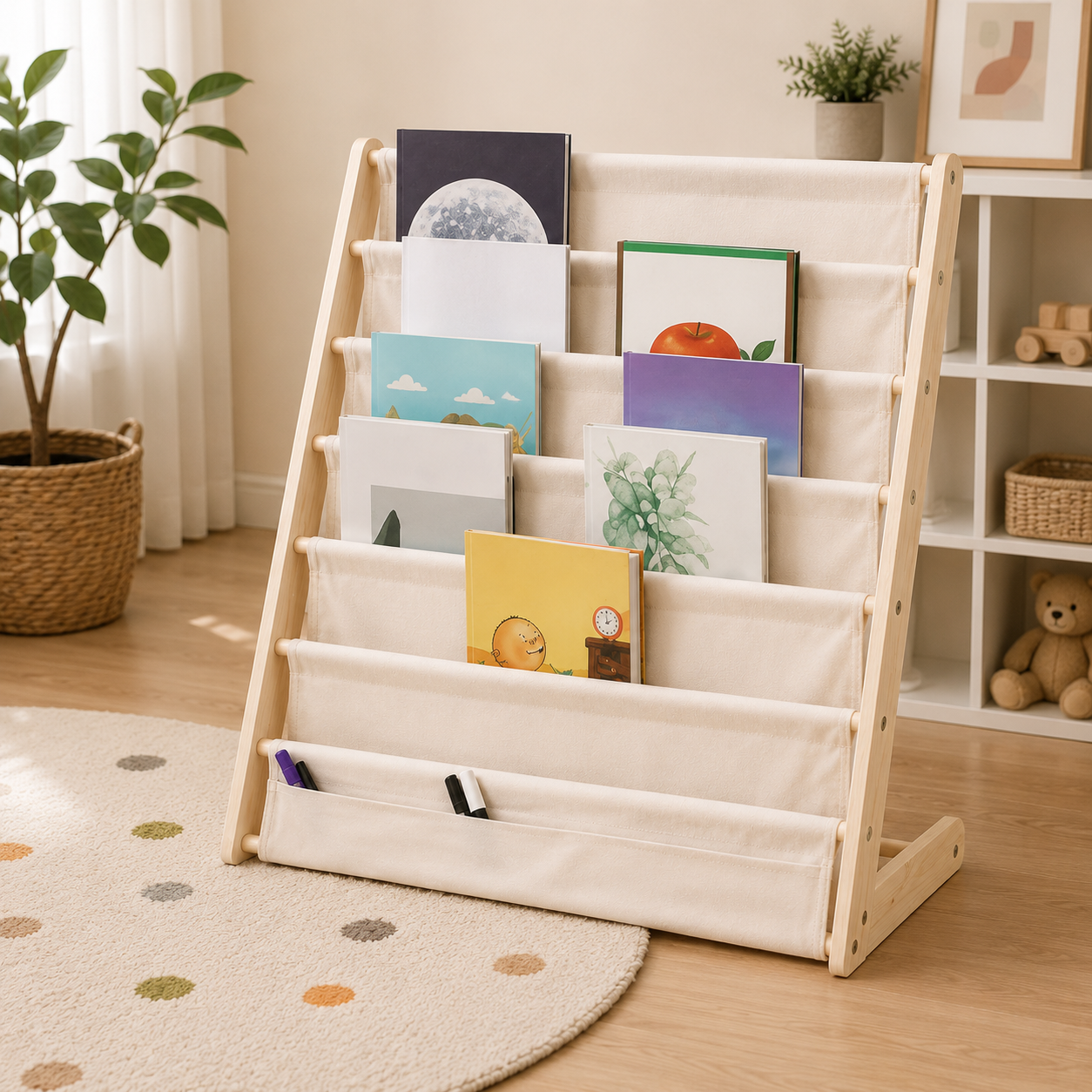Multi-layer Wooden Kids Bookshelf