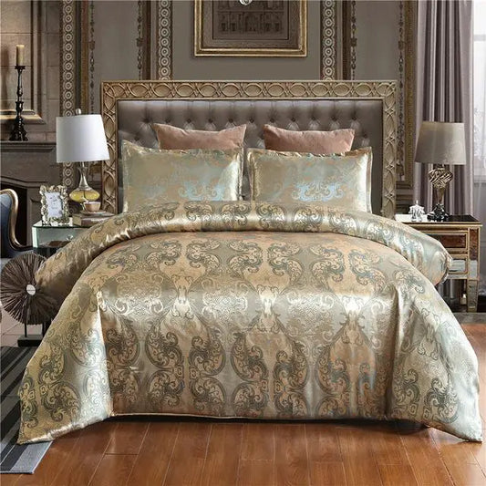 Silky Gold Duvet Cover Set for Queen & King Beds