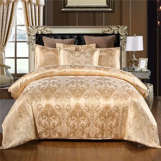 Silky Gold Duvet Cover Set for Queen & King Beds