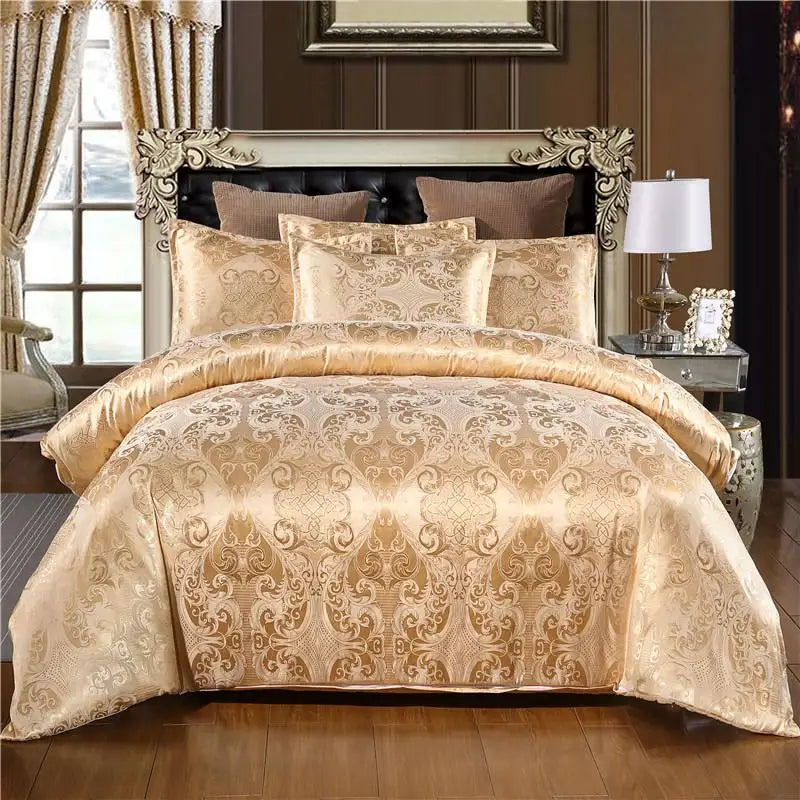 Silky Gold Duvet Cover Set for Queen & King Beds