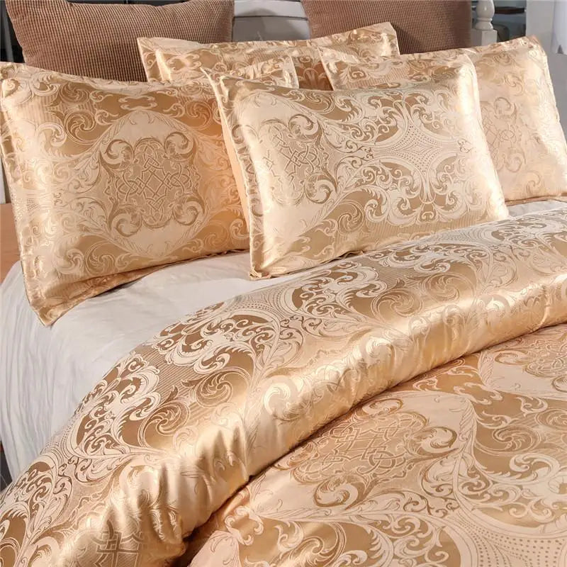 Silky Gold Duvet Cover Set for Queen & King Beds