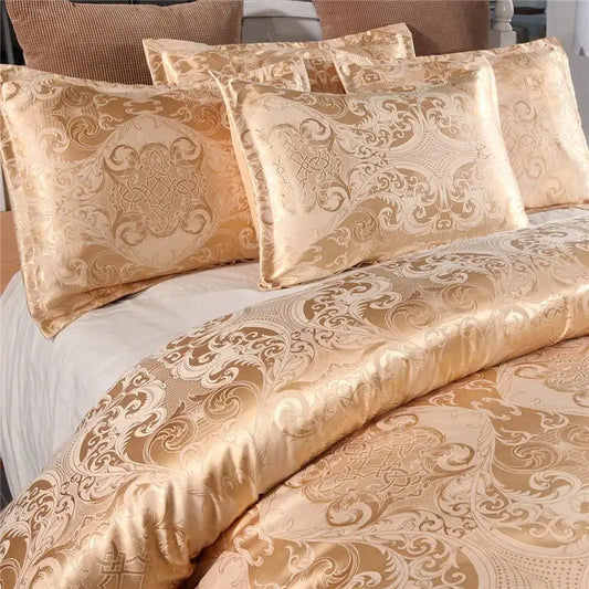 Silky Gold Duvet Cover Set for Queen & King Beds