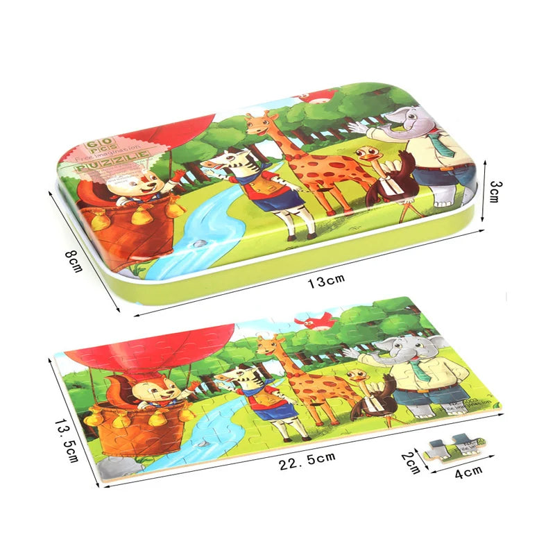 60-Piece Wooden Jigsaw Puzzle Set