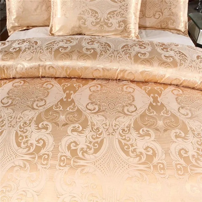 Silky Gold Duvet Cover Set for Queen & King Beds