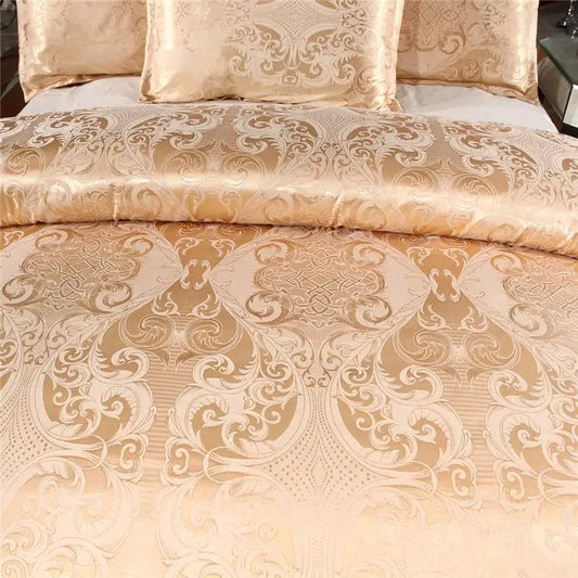 Silky Gold Duvet Cover Set for Queen & King Beds