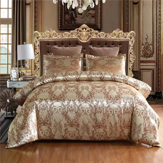 Silky Gold Duvet Cover Set for Queen & King Beds