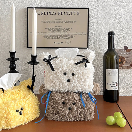 Nordic Plush Cartoon Dog Tissue Box Holder (Napkin Storage Bag)